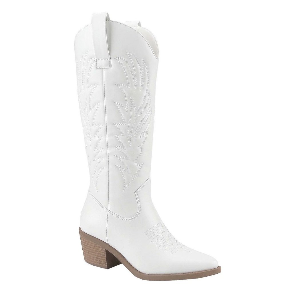 White Women's Western Knee-High Cowboy Boots
